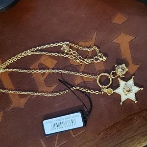 Versace Gold Necklace with White Star Pendant